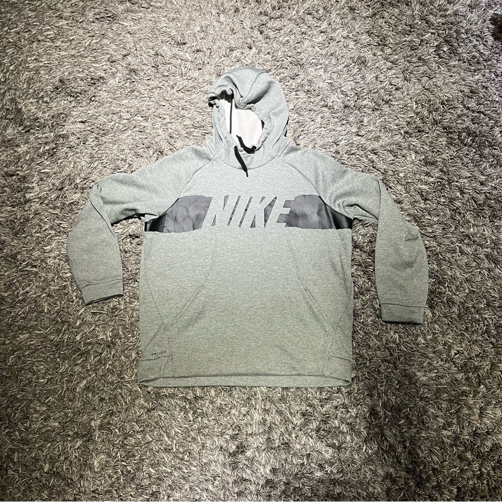 Gray Black-striped Nike Hoodie